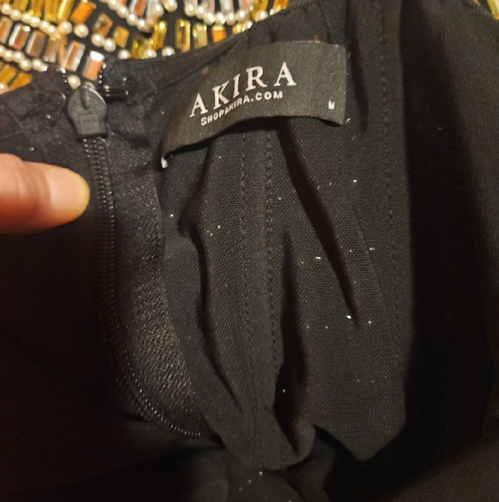 AKIRA Medium Gold & Silver Rhinestone Midi Dress - Picture 5 of 5
